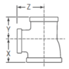 1/4X1/4X1/8" 150 BLACK MALLEABLE IRON TEE - Image 2
