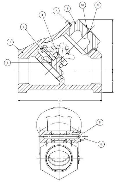 CV346.505 3/4 CRANE 346.5 300 ALL IRON THRD Y-PATTERN CHECK VALVE