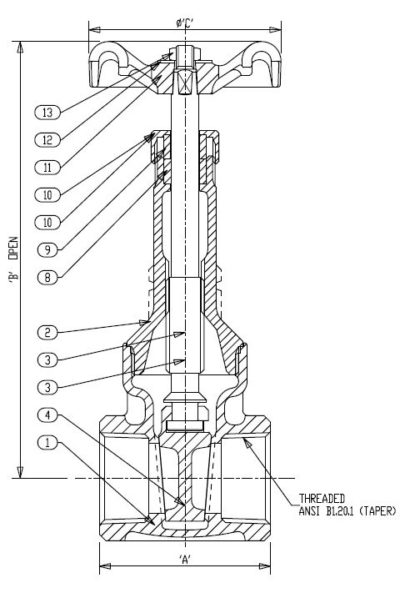 CV43102 1/4 CRANE 431 1/4 150 BRONZE RS THRD GATE VALVE