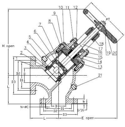 SVF54150 5 STOCKHAM F-541 IBBM OS&Y NR FLG'D ANGLE VALVE
