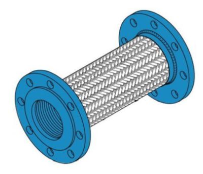 FFL-2B300 6X18 SS DOUBLE BRAIDED HOSE W/CARBON STEEL FIXED & FLOATING FLANGES ASA-300