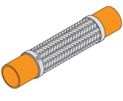 NF9 2X20-1/2 SS BRAIDED HOSE W/ COPPER FEMALE SWEAT ENDS U.L. APPROVED FOR REFRIGERANT SERVICE
